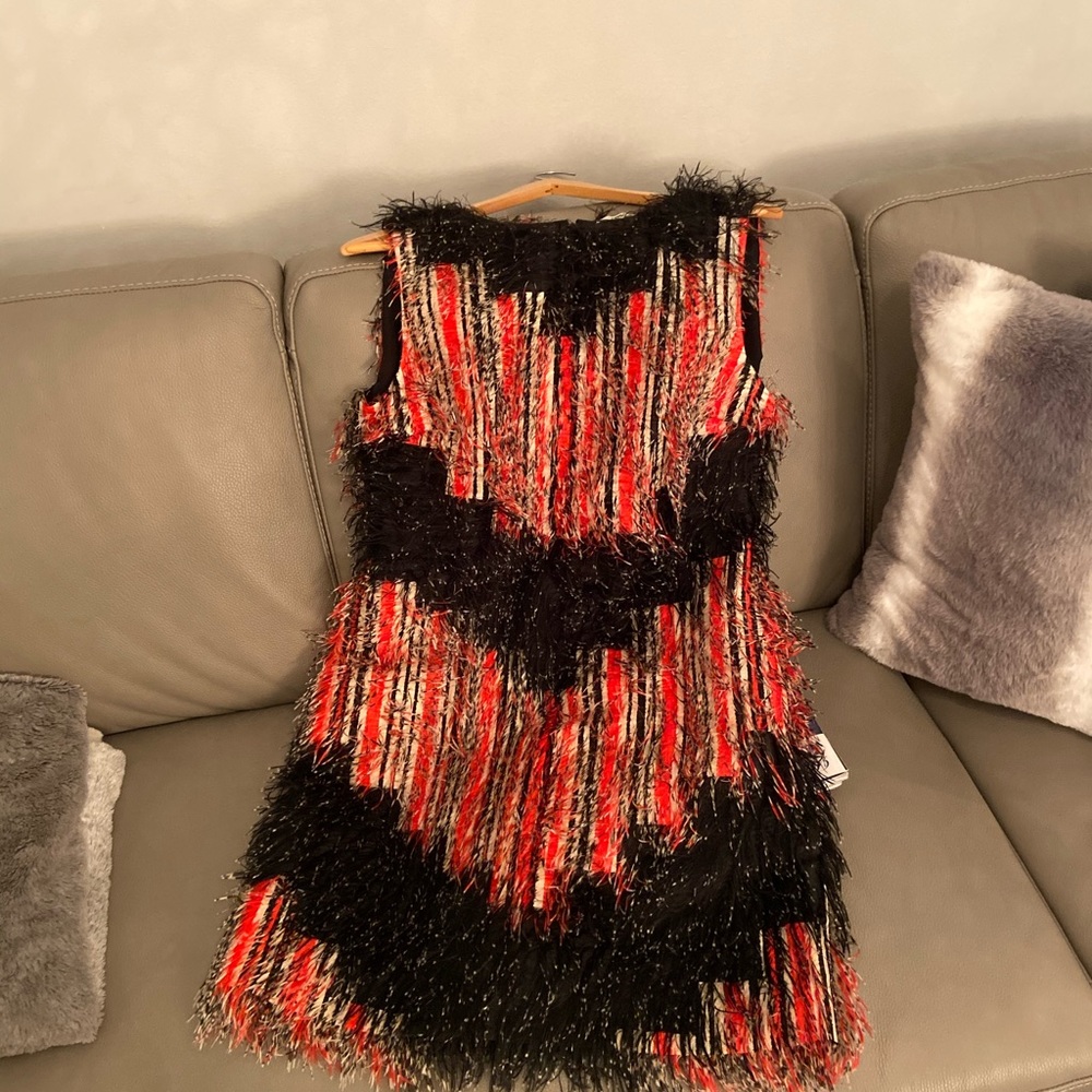 Red white and blue Fendi feather dress size 46 - Picture 2 of 4
